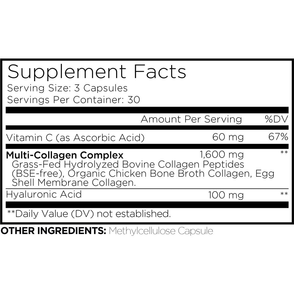 Amen Collagen Peptides Capsules, Hyaluronic Acid, Vitamin C, 90 Ct
