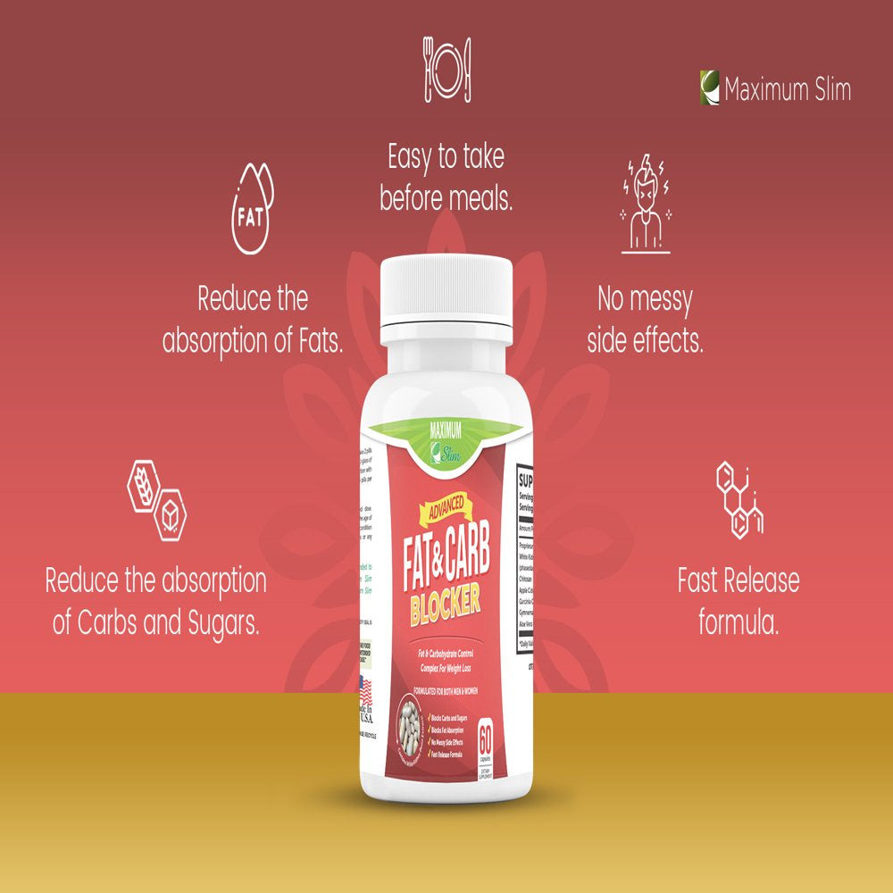 Maximum Slim Fat and Carb Blocker Weight Loss Pills, 60 Ct