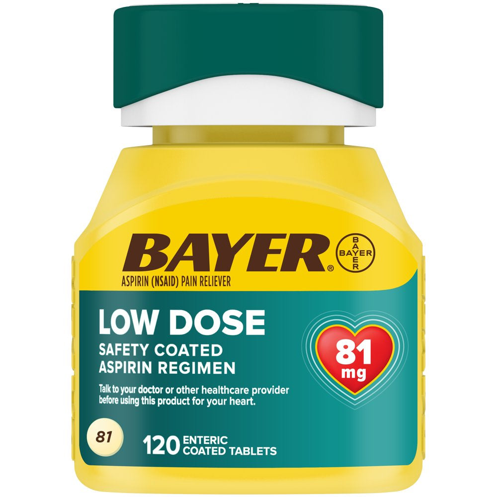 Aspirin Regimen Bayer Low Dose Pain Reliever Enteric Coated Tablets, 81Mg, 120 Count