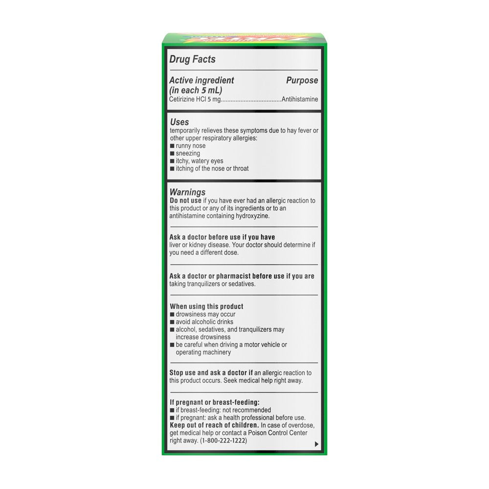 Children'S Zyrtec 24 Hour Allergy Relief Syrup, Bubble Gum, 4 Fl. Oz