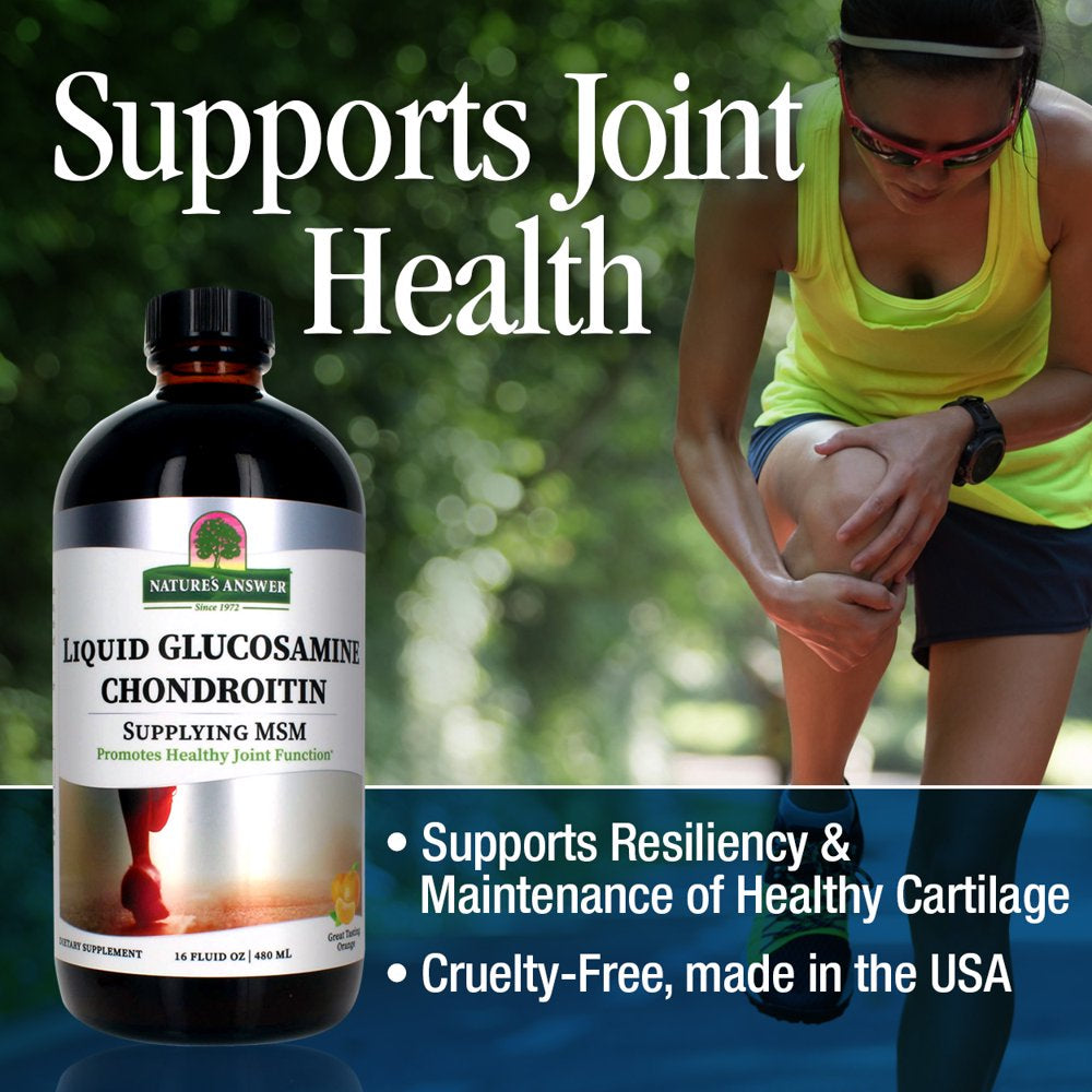 Nature'S Answer Liquid Glucosamine and Chondroitin Liquid with MSM, Natural Orange Flavor, Supports Joint Health, 16Oz