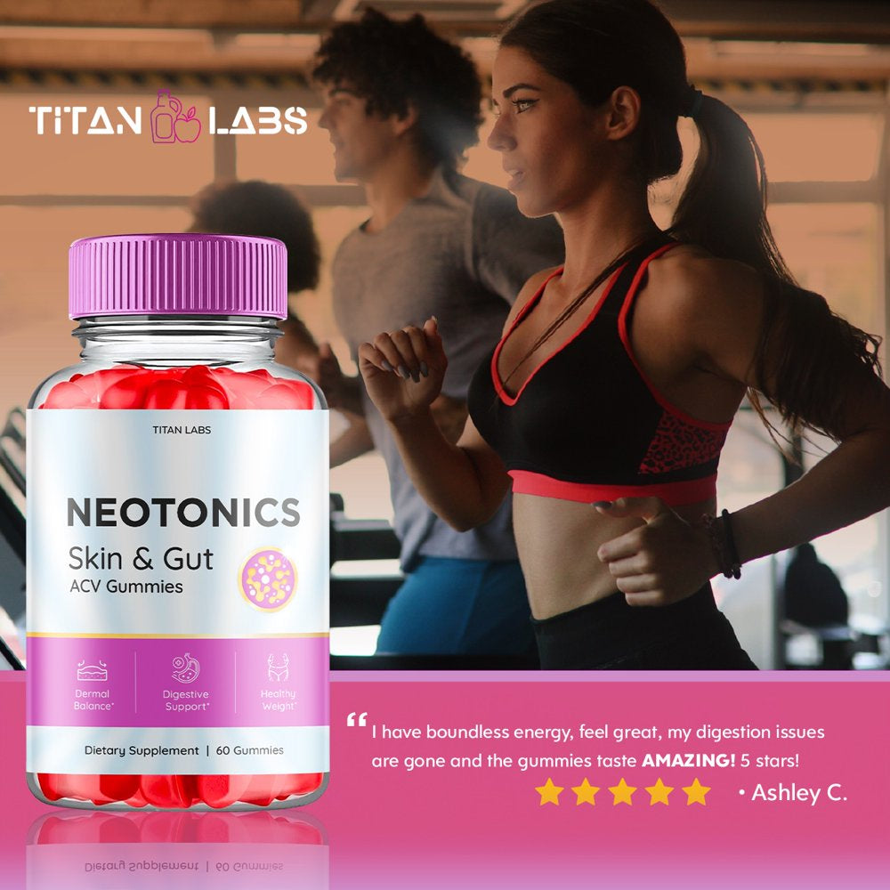 (1 Pack) Neotonics Skin and Gut ACV Gummies - Apple Cider Vinegar Supplement for Dermal Balance, Digestive Support, Healthy Weight - Dietary Supplements for Skin and Gut - 60 Gummies - Nutricity.com.au
