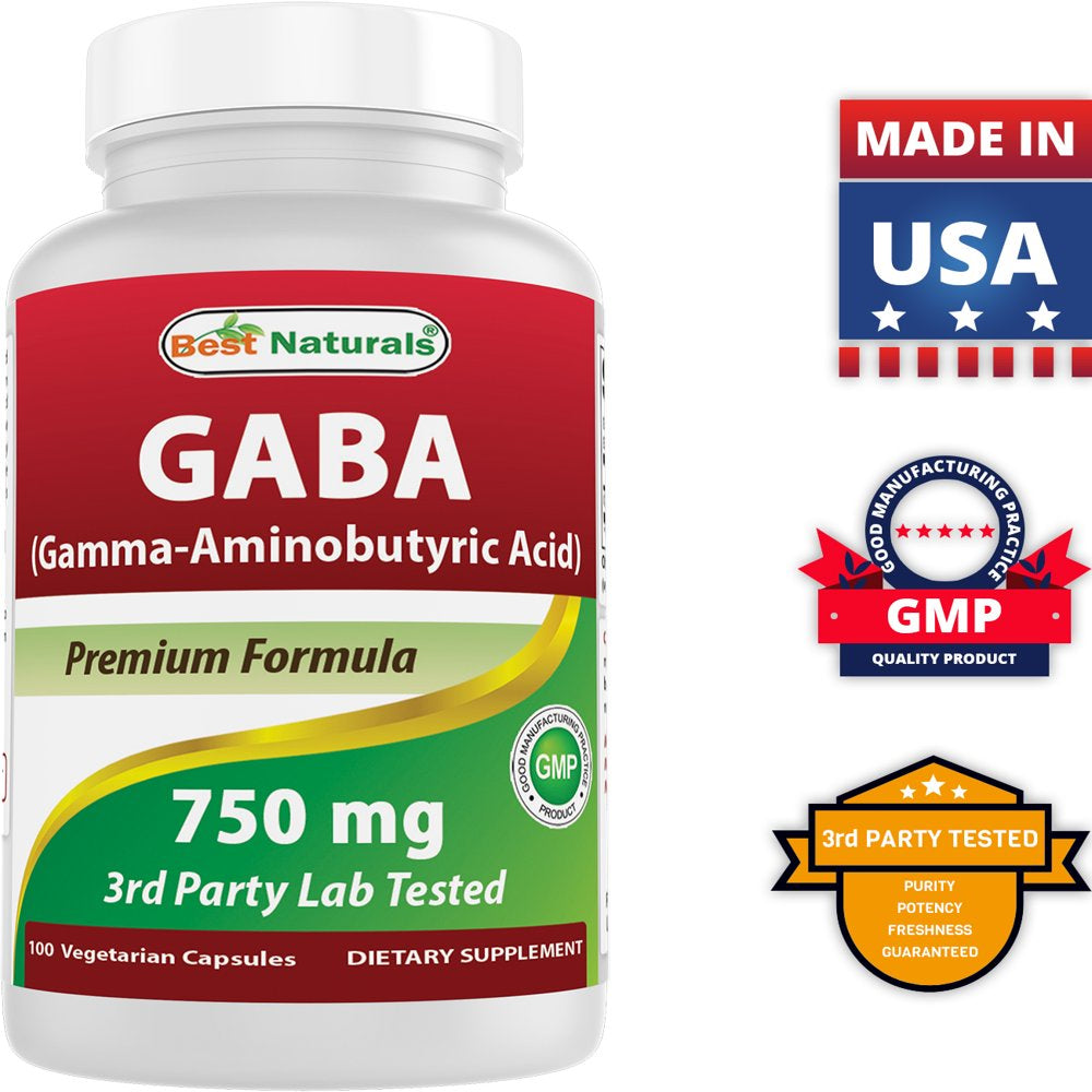 Best Naturals GABA 750 Mg 100 Vegetarian Capsules