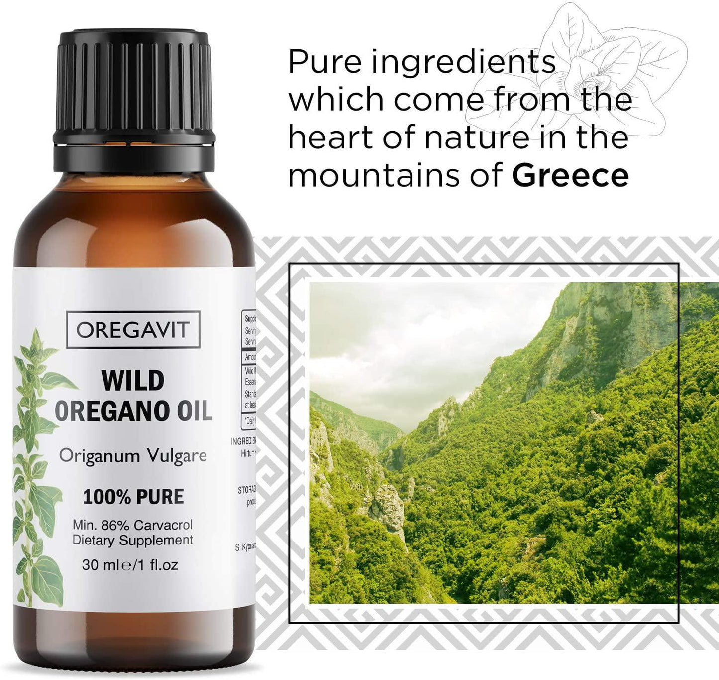 100% Pure Wild Greek Oregano Oil Food Grade Quality. Certified. (1 FL.OZ/30ML)
