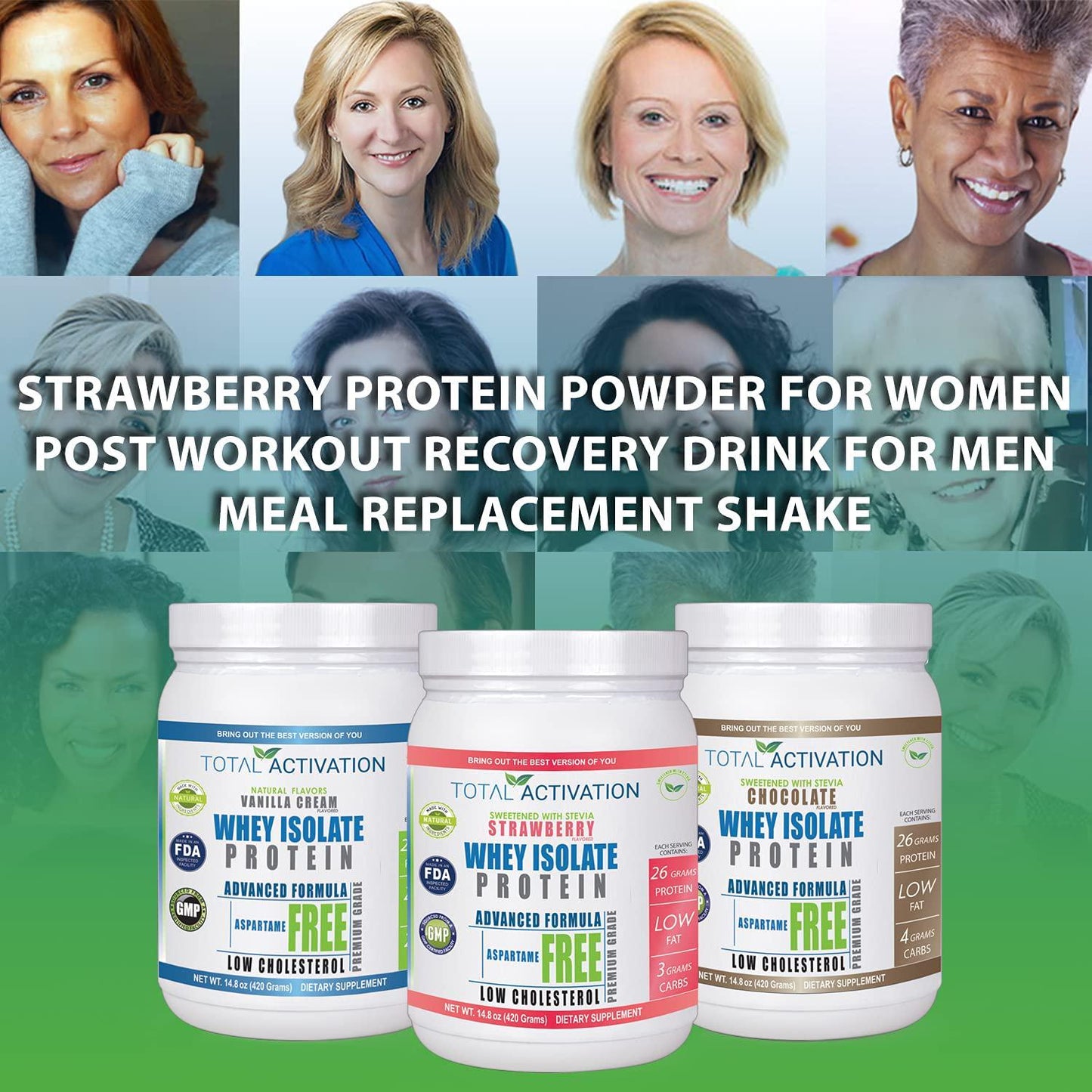 100% Whey Isolate Low Carb Protein Powder Under 1 Gram Sugar Strawberry Protein Powder for Women Weight Loss and Men Post Workout Recovery Drink Meal Replacement Shakes Keto Protein Powder