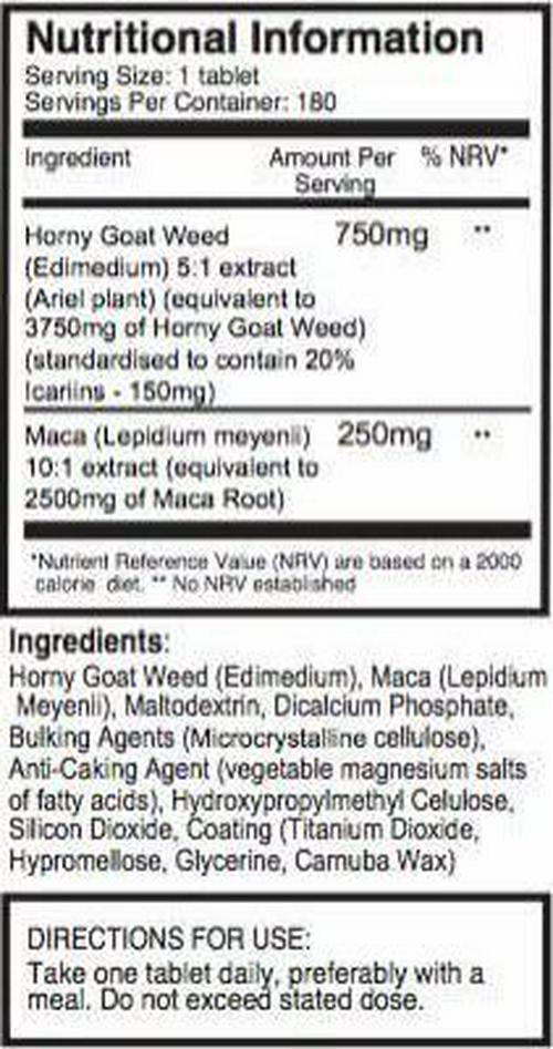 10X Horny Goat Weed Extract (3750mg) Maca Extract (2500mg) x 720 Tablets - (4 Bottles of 180 Tablets) with 5mg Black Pepper Extract for 300% Increased Absorption: SKU: HGWMx4