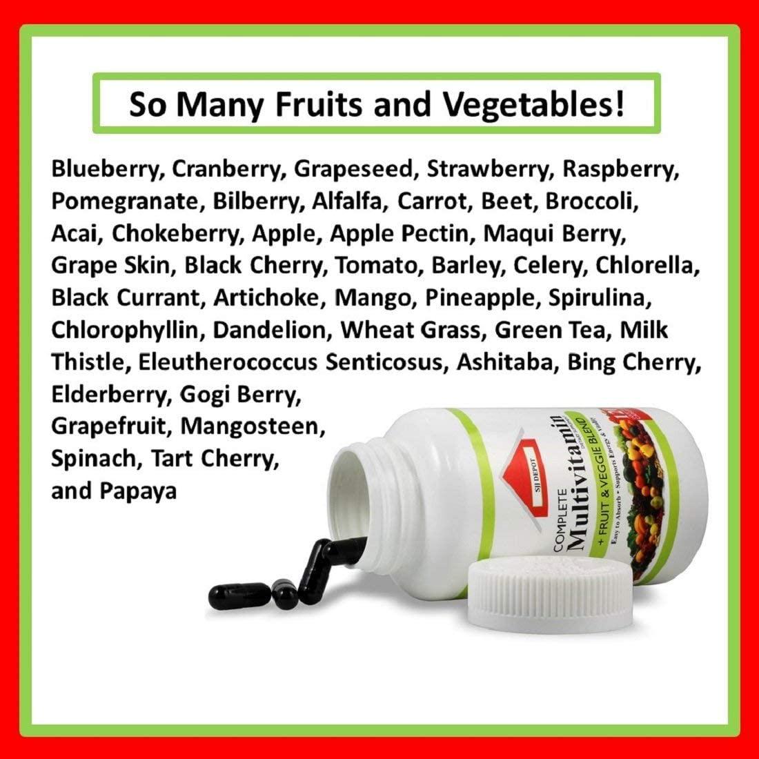 120 Multivitamin Fruit and Vegetable Liquid Capsules, Loaded Multivitamins, Supplements by SJJ Depot, Multiple Vitamin has Joint Heart Brain Antioxidants, Daily Women Men Senior Adult Multi Vitamins