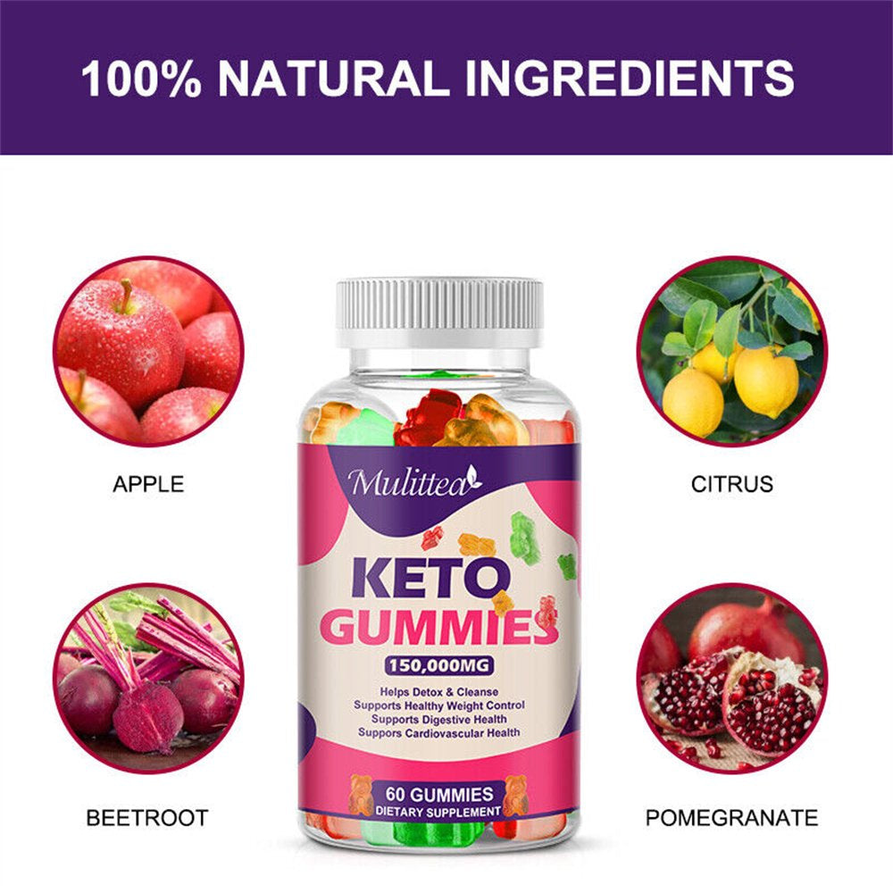 (2 Pack) Mulittea Keto ACV Gummies 150,000Mg - for Detox & Cleanse - Advanced Weight Management & Immune Support - 120 Gummies Total - Nutricity.com.au