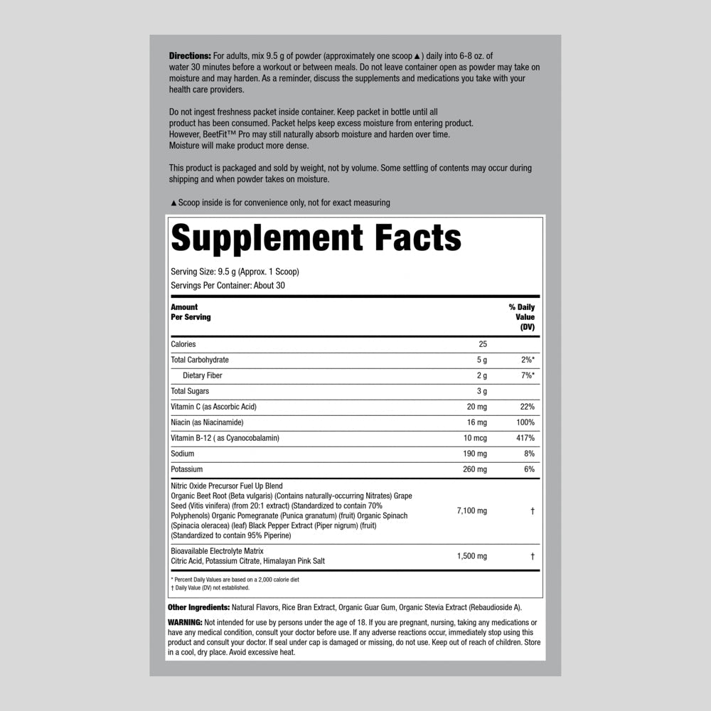 Beet Root Powder | 10Oz | Nitric Oxide Precursor with Nitrates | Mixed Berry Flavor | by Fitness Labs