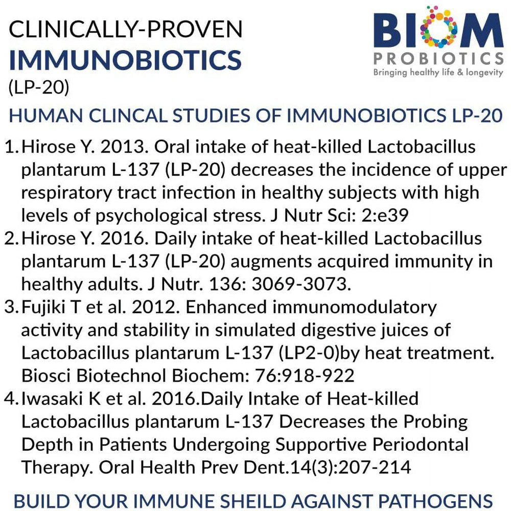 Biom Probiotics High-Strength Gastrointestinal Supplement, Immunobiotic, Prebiotic and Probiotic Supplement, 60 Count