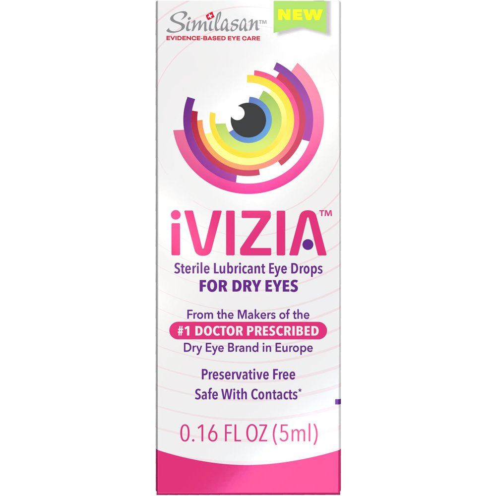 Ivizia Sterile Lubricant Eye Drops for Dry Eyes, Preservative-Free, Moisturizing, Dry Eye Relief, Contact Lens Friendly, 0.16 Oz Bottle