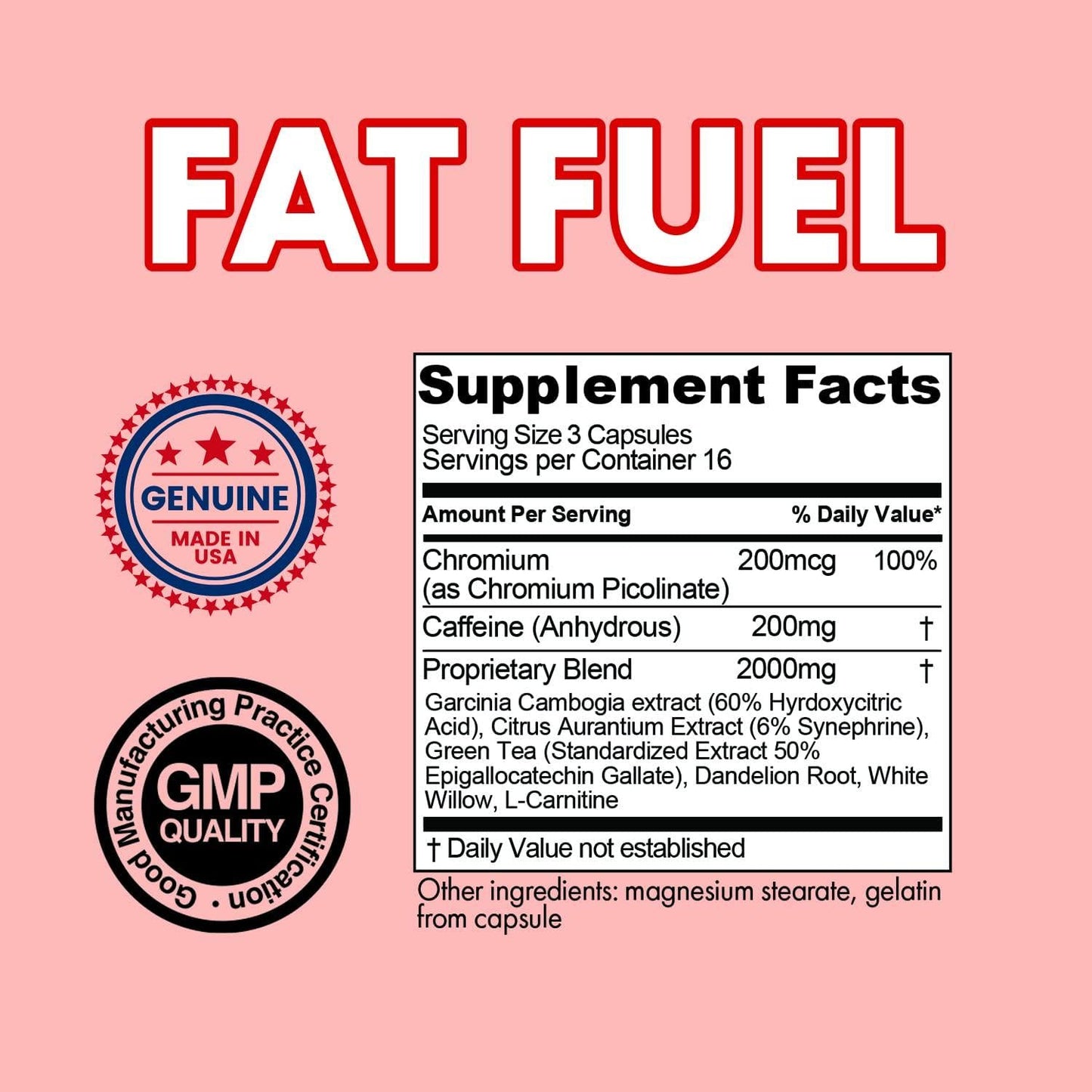 16-Day Weight Loss Fat Fuel - Premium Thermogenic Weight Management - Metabolism Booster - Chromium, Caffeine, Garcinia, Green Tea, L-Carnitine - Keto Friendly, Gluten Free