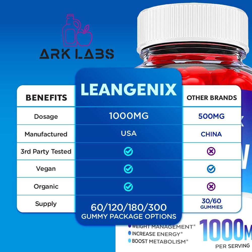 (2 Pack) Leangenix Keto ACV Gummies - Apple Cider Vinegar Supplement for Weight Loss - Energy & Focus Boosting Dietary Supplements for Weight Management & Metabolism - Fat Burn - 120 Gummies - Nutricity.com.au