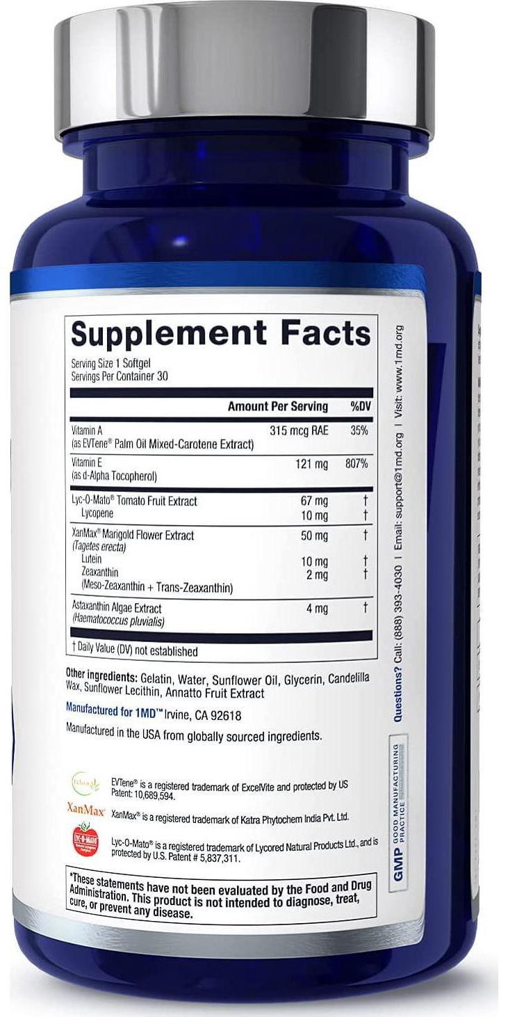 1MD VisionMD Eye Vitamin AREDS 2 - with OptiLut Lutein and Zeaxanthin | 30 Softgels