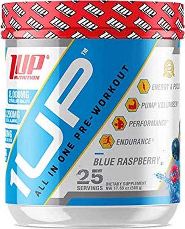 1UP Nutrition All-In-One Pre-Workout Formula for Men, Blue Raspberry 450 g,, Blue Raspberry 450 grams