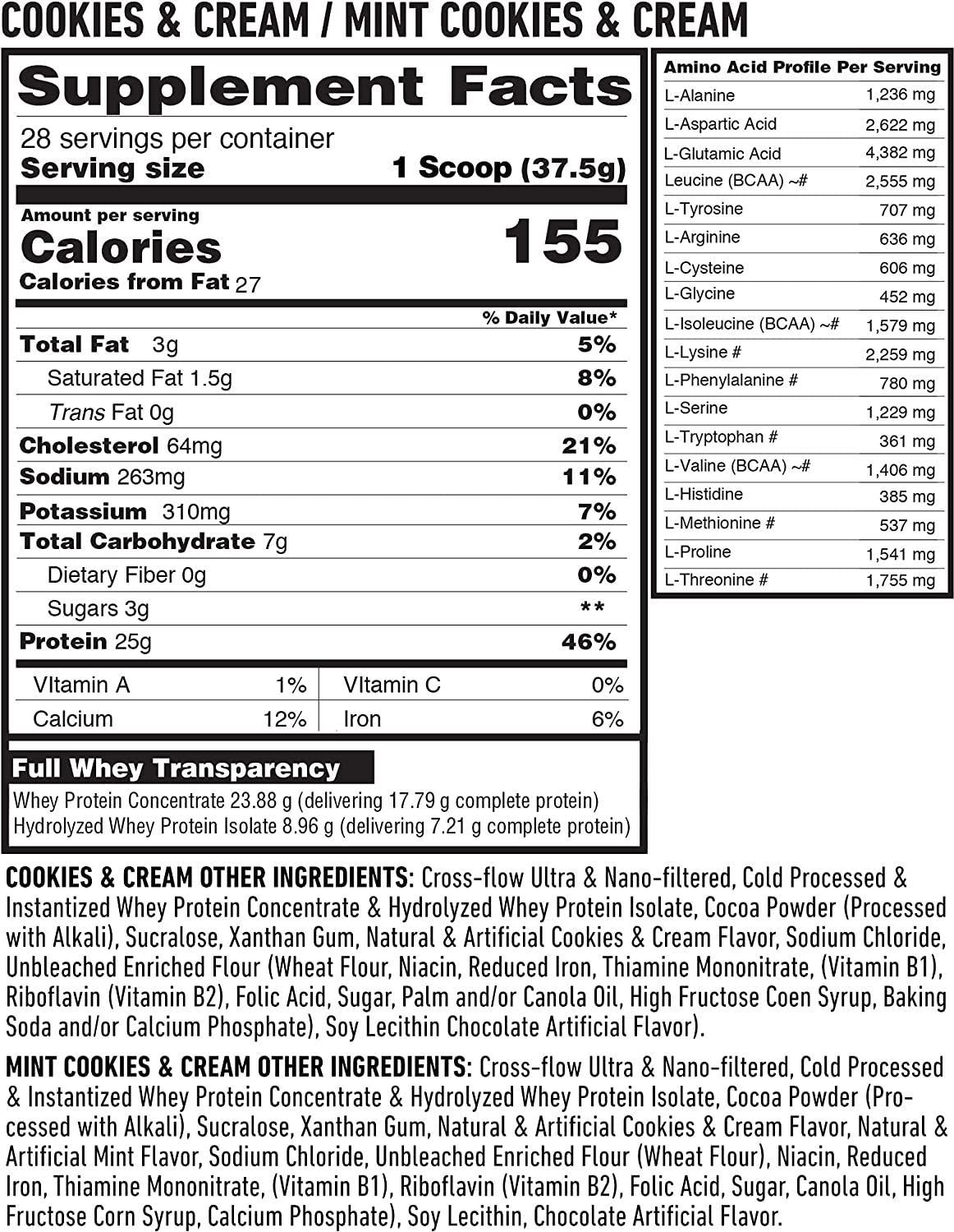 1UP Whey Protein Cookies and Cream | Pure Whey Protein | Promotes Lean Muscle Growth | Supports Muscle Recovery | Improves Strength