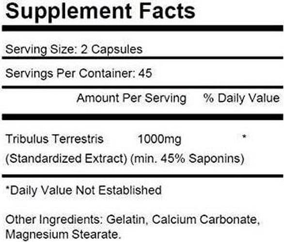 1 Bottle Tribulus Terrestris 1000mg Per Serving 90 Capsules KRK Supplements