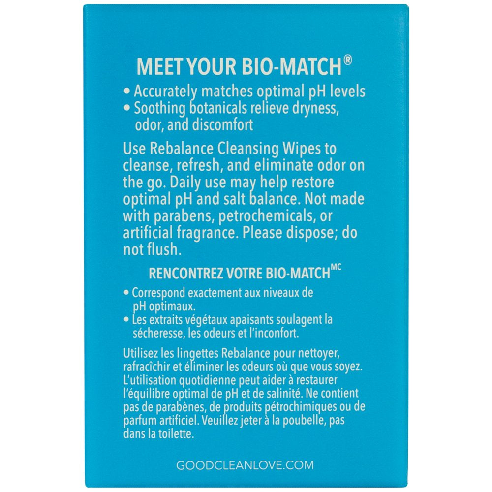 Good Clean Love: Rebalance Personal Moisturizing & Cleansing Wipes, Naturally Reduces Odor & Supports Vaginal Health, Ph-Balanced Feminine Hygiene Product, Singles 12 Ct