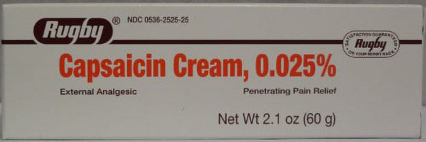 Rugby Capsaicin Cream Pain Relief 0.025% 2.1 Oz