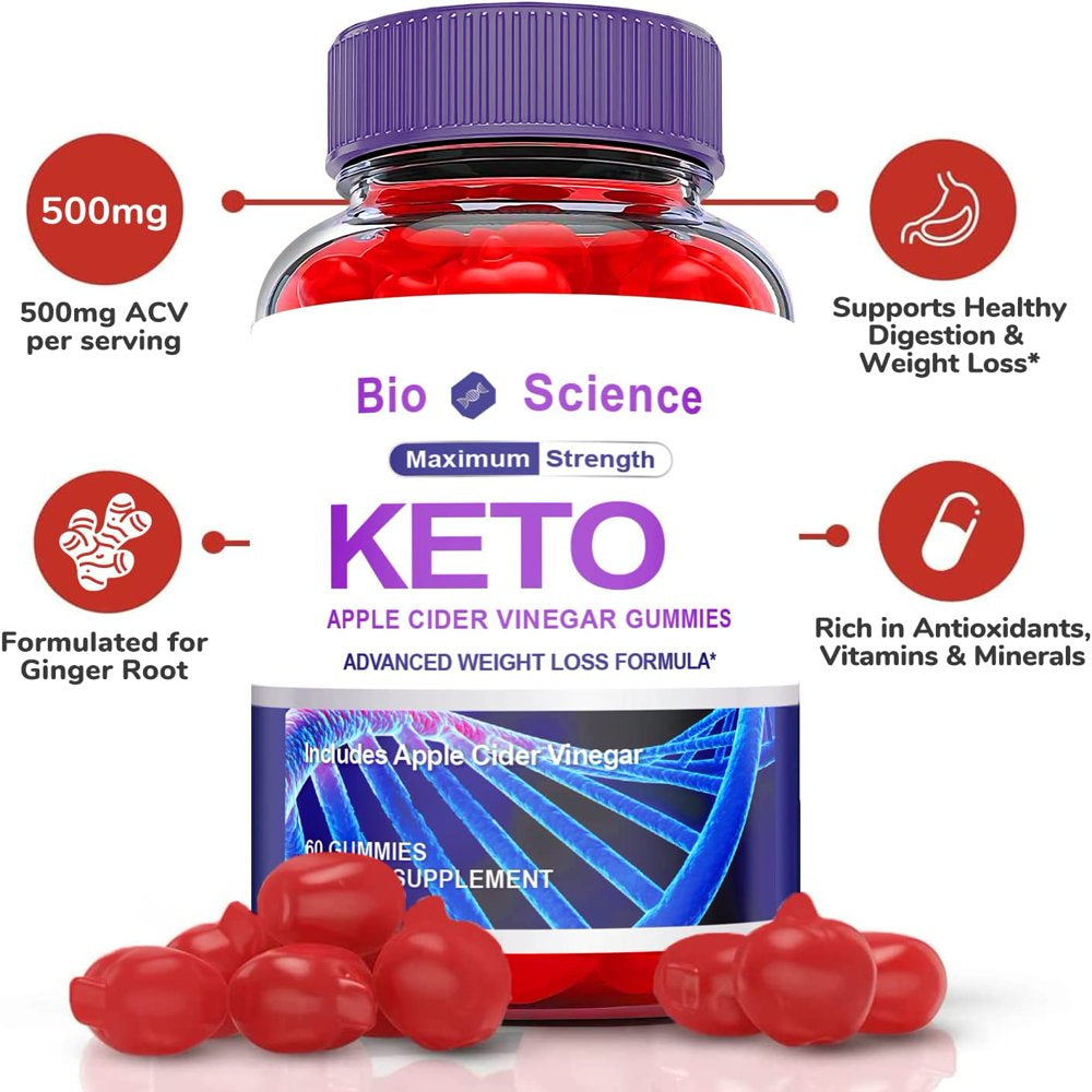 (1 Pack) Bioscience Keto ACV Gummies - Energy & Focus Boosting Dietary Supplements for Weight Management & Metabolism - Fat Burn - 60 Gummies - Nutricity.com.au