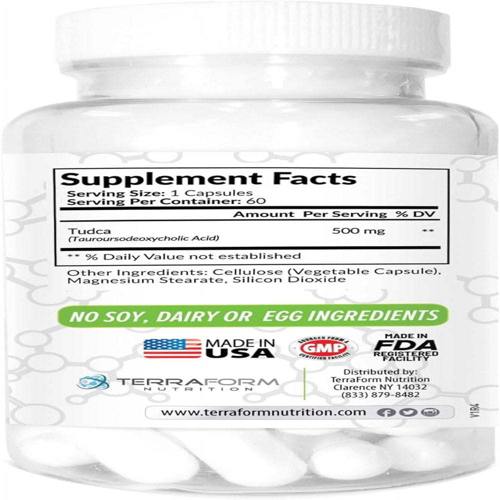 (3 Pack) Terraform Pure TUDCA (Tauroursodeoxycholic Acid) - 500Mg per Serving - Pure Liver Support & Health - 60 Capsules - Nutricity.com.au