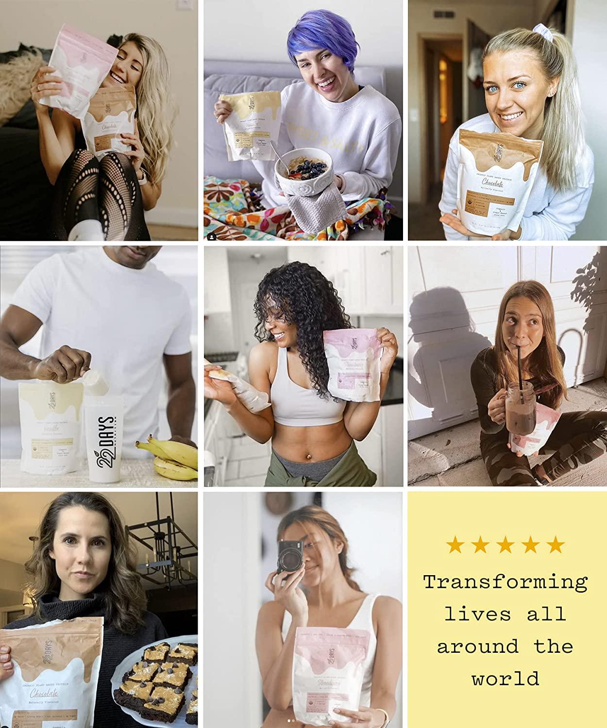 22 Days Nutrition Organic Protein Powder, Vanilla, 15 Serving | Delicious, Gluten Free, Vegan, Pea, Flax, and Sacha Inchi Plant Based Protein Powder (20g)