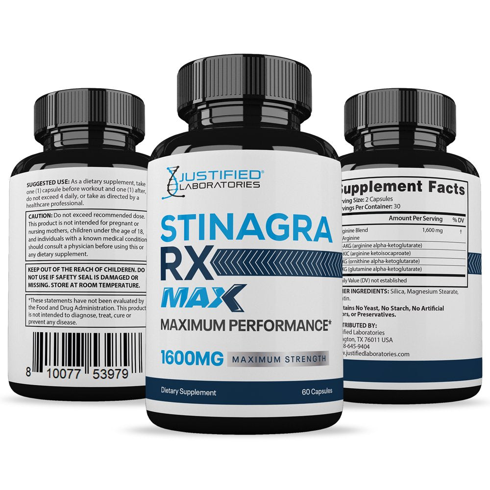(10 Pack) Stinagra RX Max Men’S Health Supplement 1600Mg 600 Capsules - Nutricity.com.au