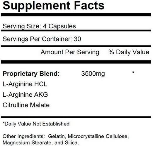 2 Bottles Nitric Oxide Complex 3500mg Per Serving L-Arginine HCL AAKG AKG Alpha Ketoglutarate Citrulline Malate 240 Total Tablets KRK Supplements