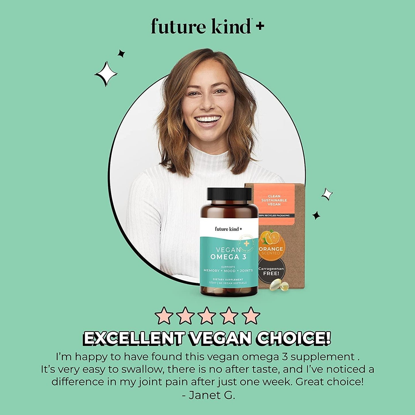 2 Month Supply: Future Kind Vegan Omega 3 EPA and DHA Supplement. Carrageenan-Free. Plant Based Algae Oil, Easy to Swallow, No Fish Burps. Supports Brain, Heart and Joint Health - 60 Softgels