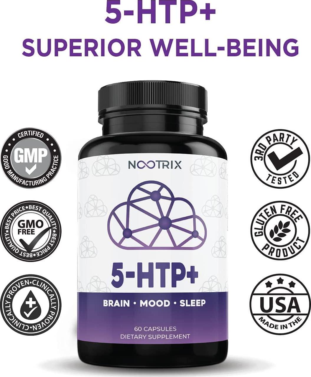 (2-Pack) 5-HTP+ 200mg Plus Calcium - 99% Purity - Premium Serotonin Mood Booster - Rapid Stress Response and Healthy Sleep Cycles - Non-GMO, Gluten Free - Nutricity.com.au