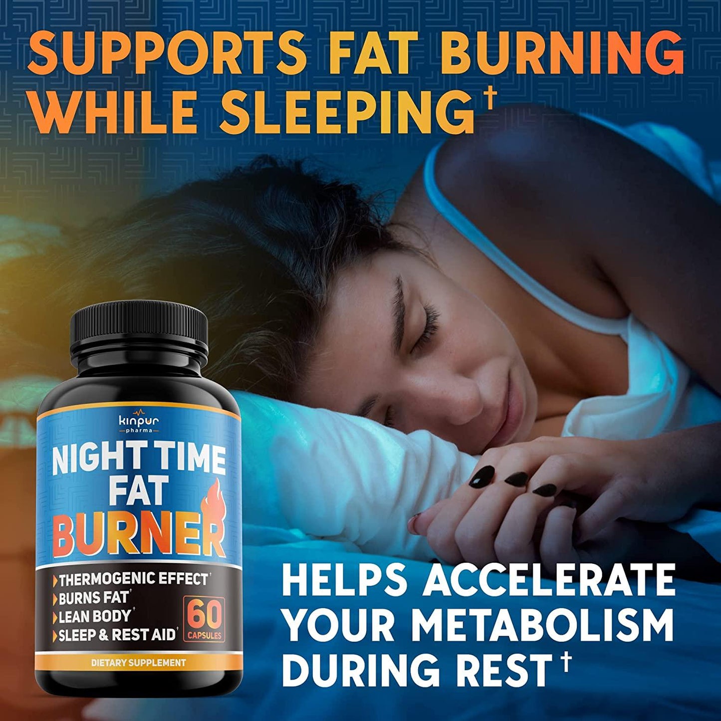(2 Pack) Advanced Night Time Fat Burner for Men, Women - Optimal Metabolism Support - Helps Balance Appetite, Improve Performance, Reduce Cravings - Weight Loss Pills for Women, Men, 120 Caps in Total - Nutricity.com.au