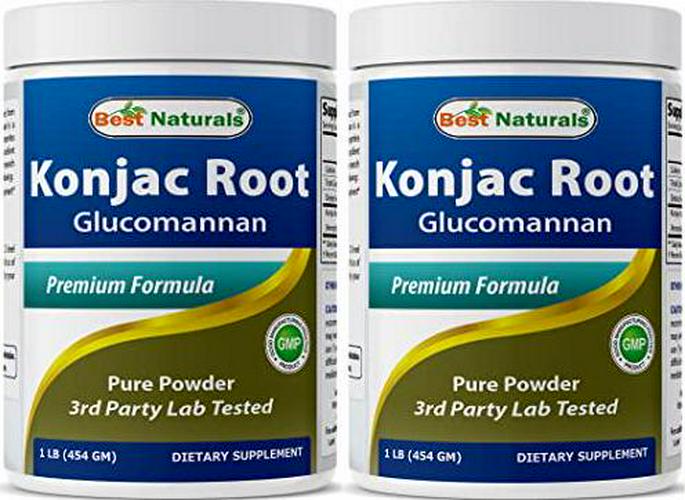 2 Pack Best Naturals Konjac Glucomannan Root 1 Pound - 2000 mg per Serving - (Total 2 Pound)