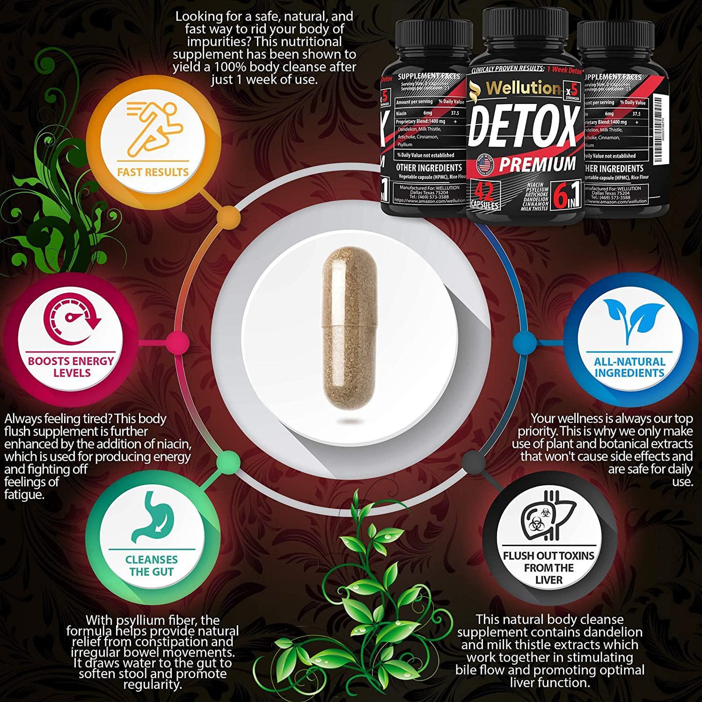 (2 Pack Bundle) Complete Body Cleanse - Natural, Healthy Cleansing Support for Liver, Urinary Tract, Kidney, Digestive System - 5X Strength, Fast Action Flush, Eases Withdrawal Symptoms Vegan Capsules - Nutricity.com.au