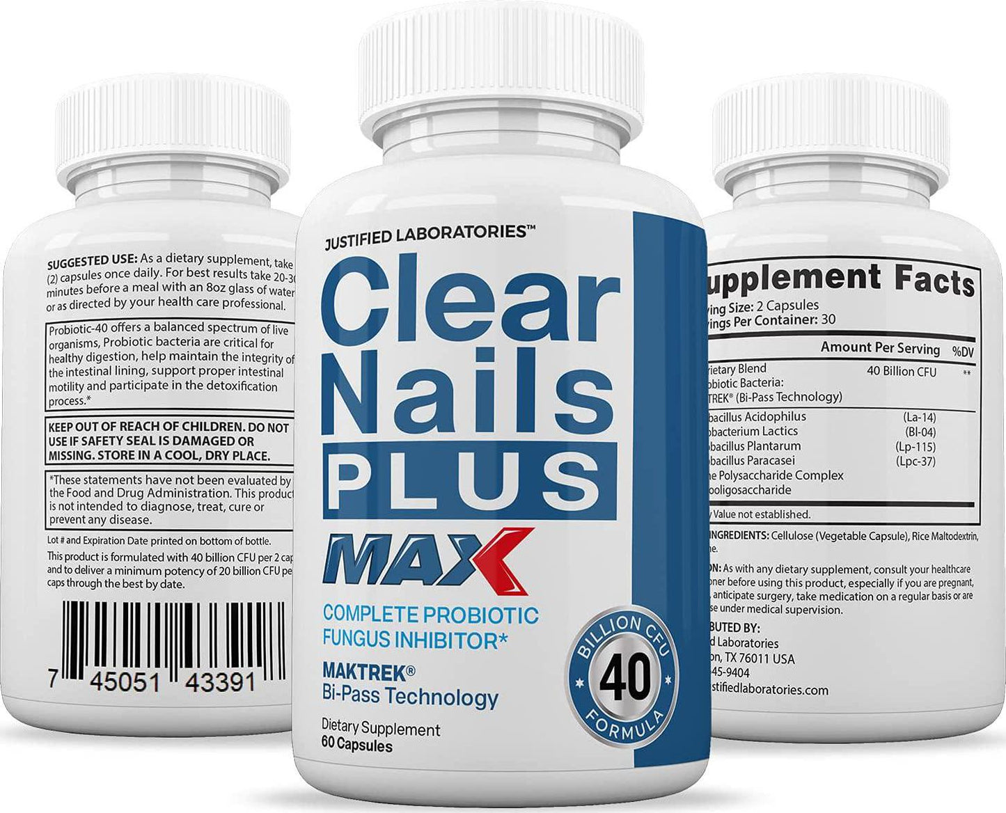 (2 Pack) Clear Nails Plus Max Pills 40 Billion CFU Probiotic Supports Strong Healthy Hair Skin Nails 120 Capsules - Nutricity.com.au