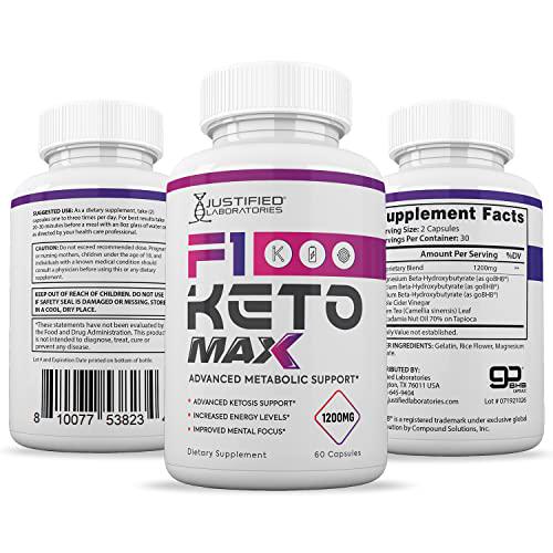 (2 Pack) F1 Keto Max 1200MG Pills Includes Apple Cider Vinegar goBHB Strong Exogenous Ketones Advanced Ketogenic Supplement Ketosis Support for Men Women 120 Capsules - Nutricity.com.au