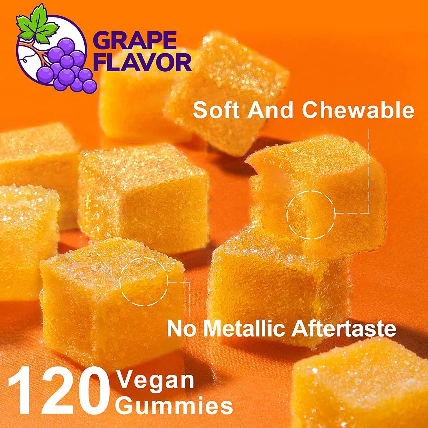 2 Pack Iron Gummies for Women and Men | Turmeric, Vitamin C, Folic and Vitamin B Complex, 25mg Iron Supplement for Iron Deficiency and Boost Hemoglobin - Vegan, Anti-inflammatory, Grape Flavor, 120 Count