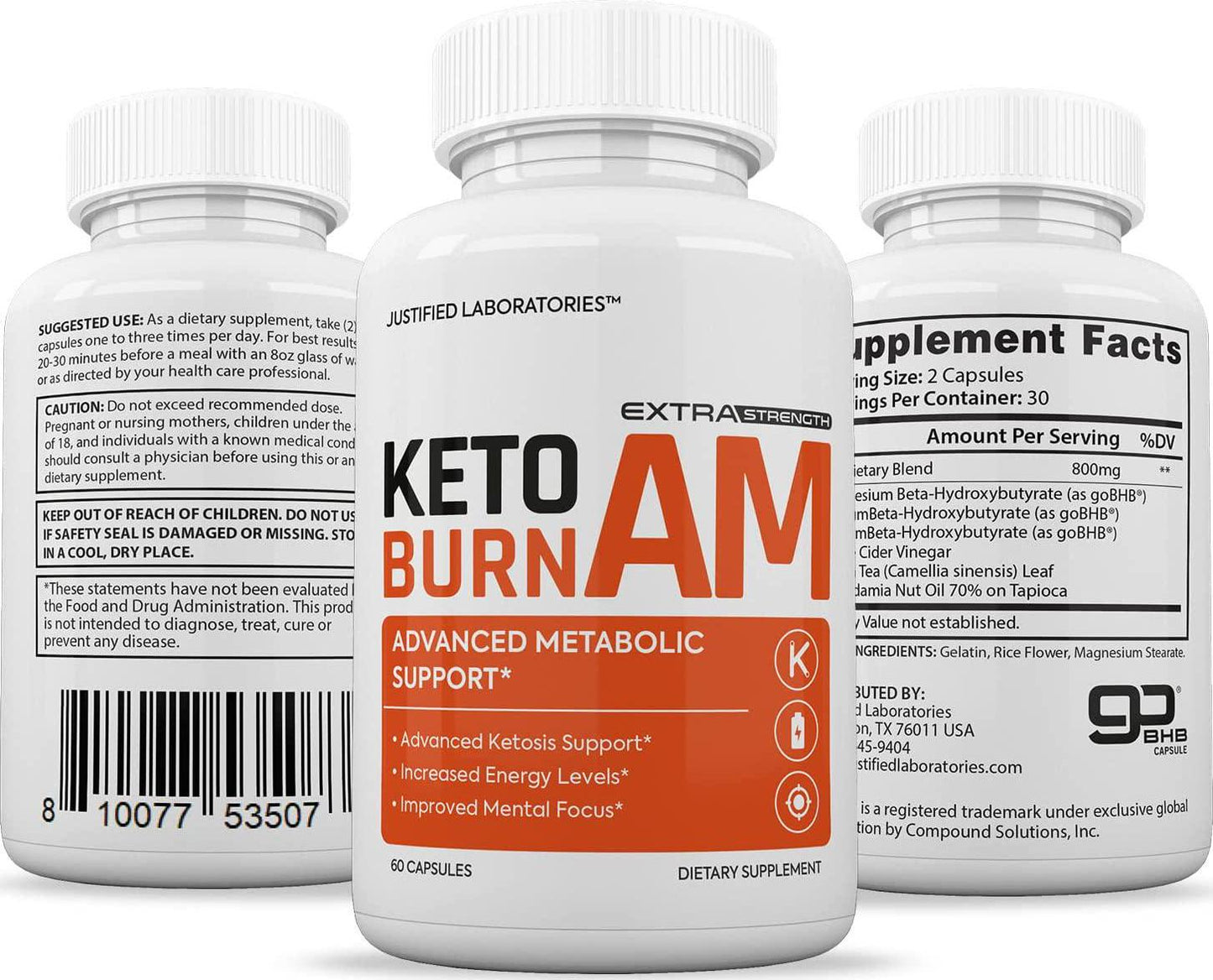 (2 Pack) Keto Burn AM Pills Includes Apple Cider Vinegar goBHB Exogenous Ketones Advanced Ketogenic Supplement Ketosis Support for Men Women 120 Capsules - Nutricity.com.au