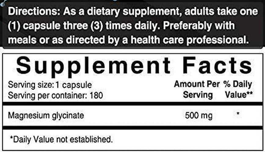 2 Pack NatureBell Magnesium Glycinate 500mg, 180 Capsules, Supports Muscle, Bone, Joint, Heart Health and Enzyme Function, No GMOs, Premium Magnesium Pills for Women and Men, Non-GMO