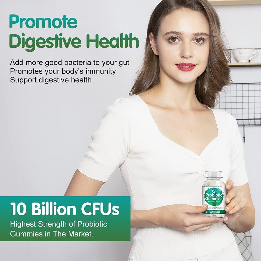 (2 Pack) Probiotic Gummies, Natural Flavor Probiotic Gummy Dietary Supplement for Kids/Adults 100 Count, Promotes Gut Digestive Health and Immune System, Non-GMO Gluten-Free Organic Vegan - Nutricity.com.au