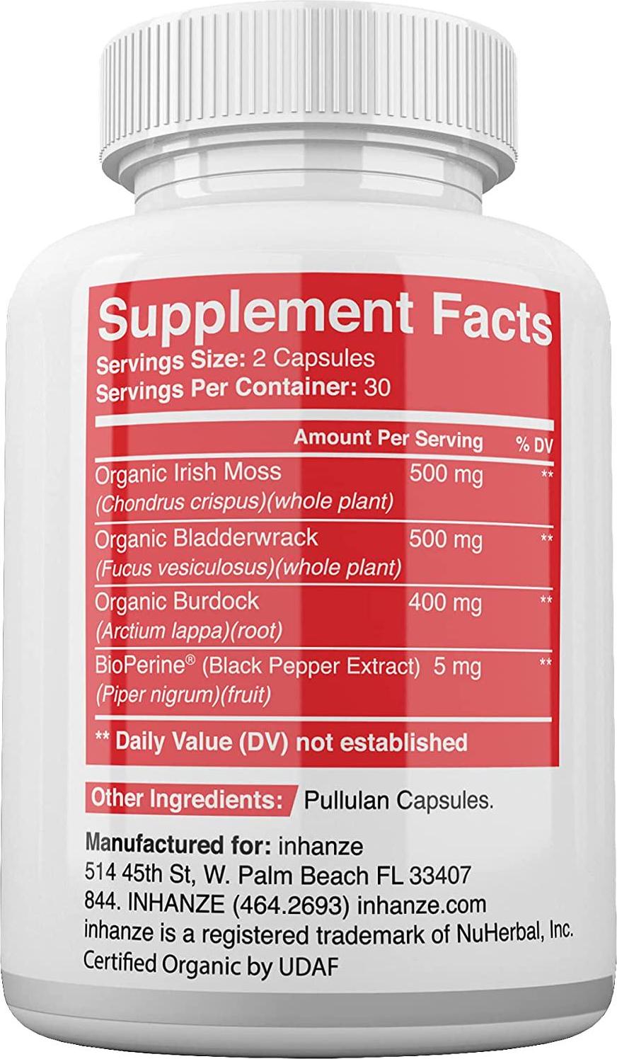 2 Pack inhanze Sea Moss and Detox + Cleanse, Organic Irish Moss, Burdock, Bladderwrack, Cleanser Detoxifier, Essential Minerals.