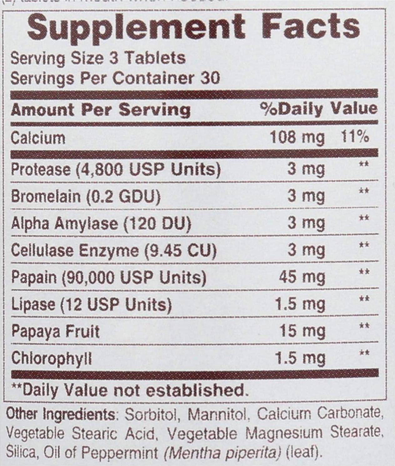 2 Packs of American Health Super Papaya Enzyme Plus Chewable - 90 Chewable Tablets