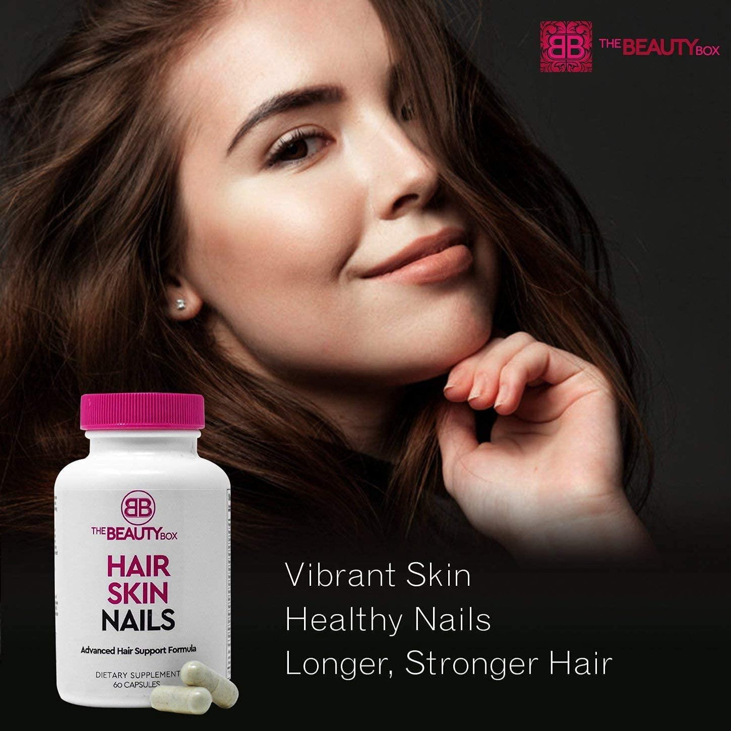 (2 pack) - The Beauty Box Hair Skin and Nails Supplement with Biotin to Grow Faster Healthier, Thicker Hair and Strong Nails and Boost Glowing Skin, Helps Prevent Hair loss (2 pack) - Nutricity.com.au
