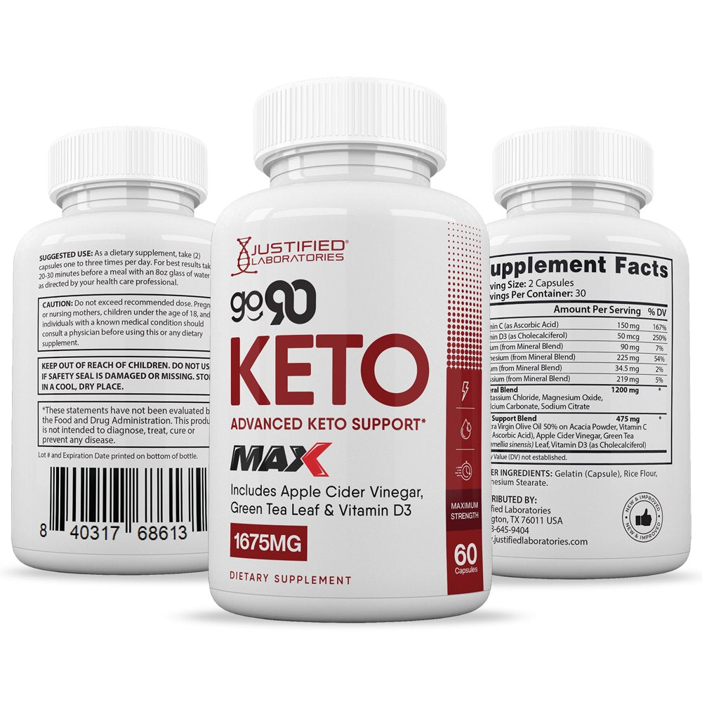 (3 Pack) Go 90 Keto ACV MAX Pills 1675Mg Dietary Supplement 180 Capsules - Nutricity.com.au