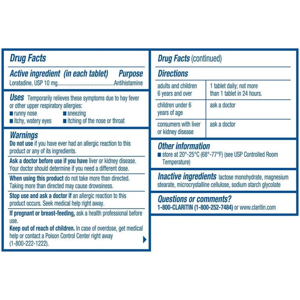 Claritin 24 Hour Non-Drowsy Allergy Medicine, Loratadine Antihistamine Tablets, 100 Ct