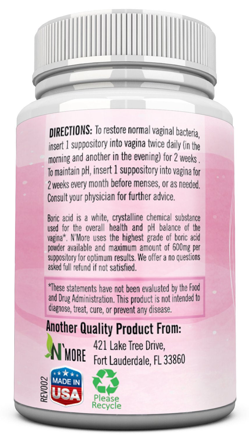 Boric Acid Vaginal Suppositories - 30 Count, 600Mg (Recommended Dosage) - 100% Pure Made in USA