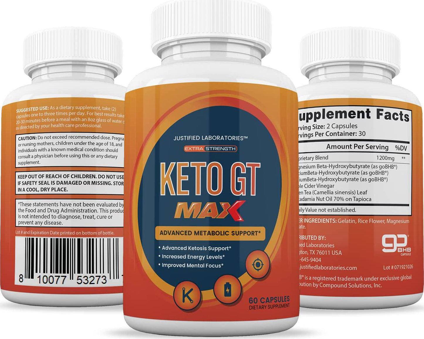 (3 Pack) Keto GT Max 1200MG Includes Apple Cider Vinegar goBHB Exogenous Ketones Keto Pills Supplement Premium Ketosis Support for Men Women 180 Capsule - Nutricity.com.au
