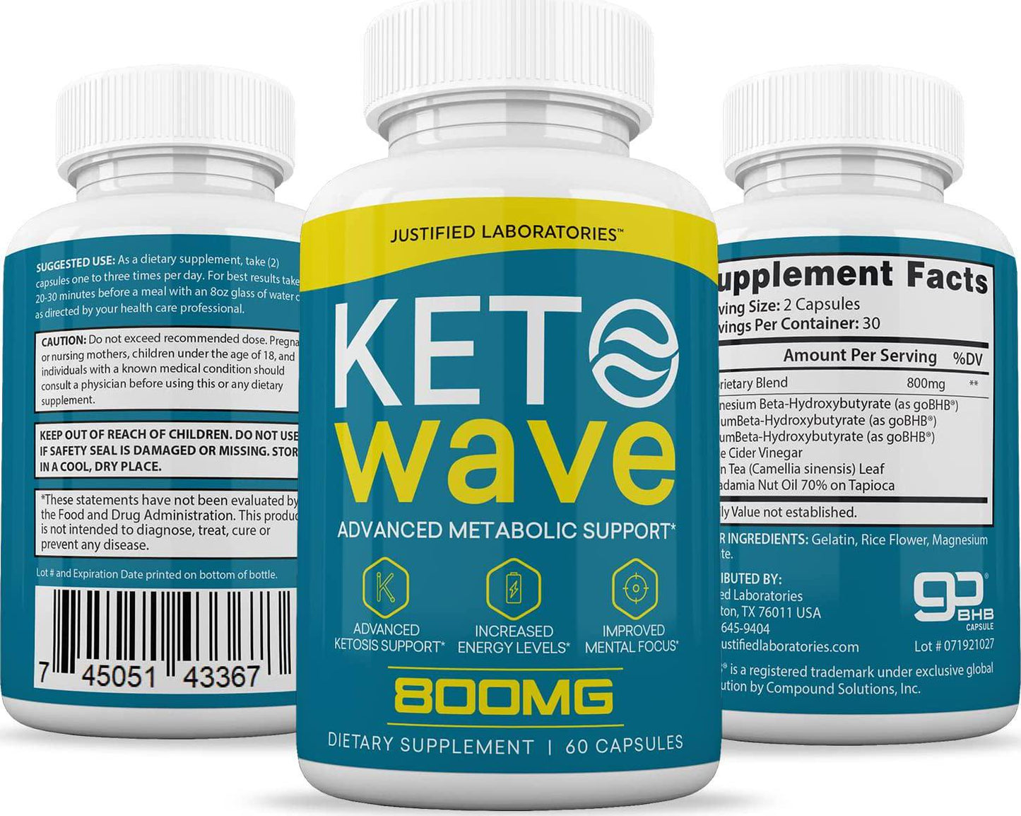 (3 Pack) Keto Wave Pills Ketogenic Supplement Includes goBHB Exogenous Ketones Apple Cider Vinegar Macadamia Nut Oil and Green Tea Advanced Ketosis Support for Men Women 180 Capsules - Nutricity.com.au