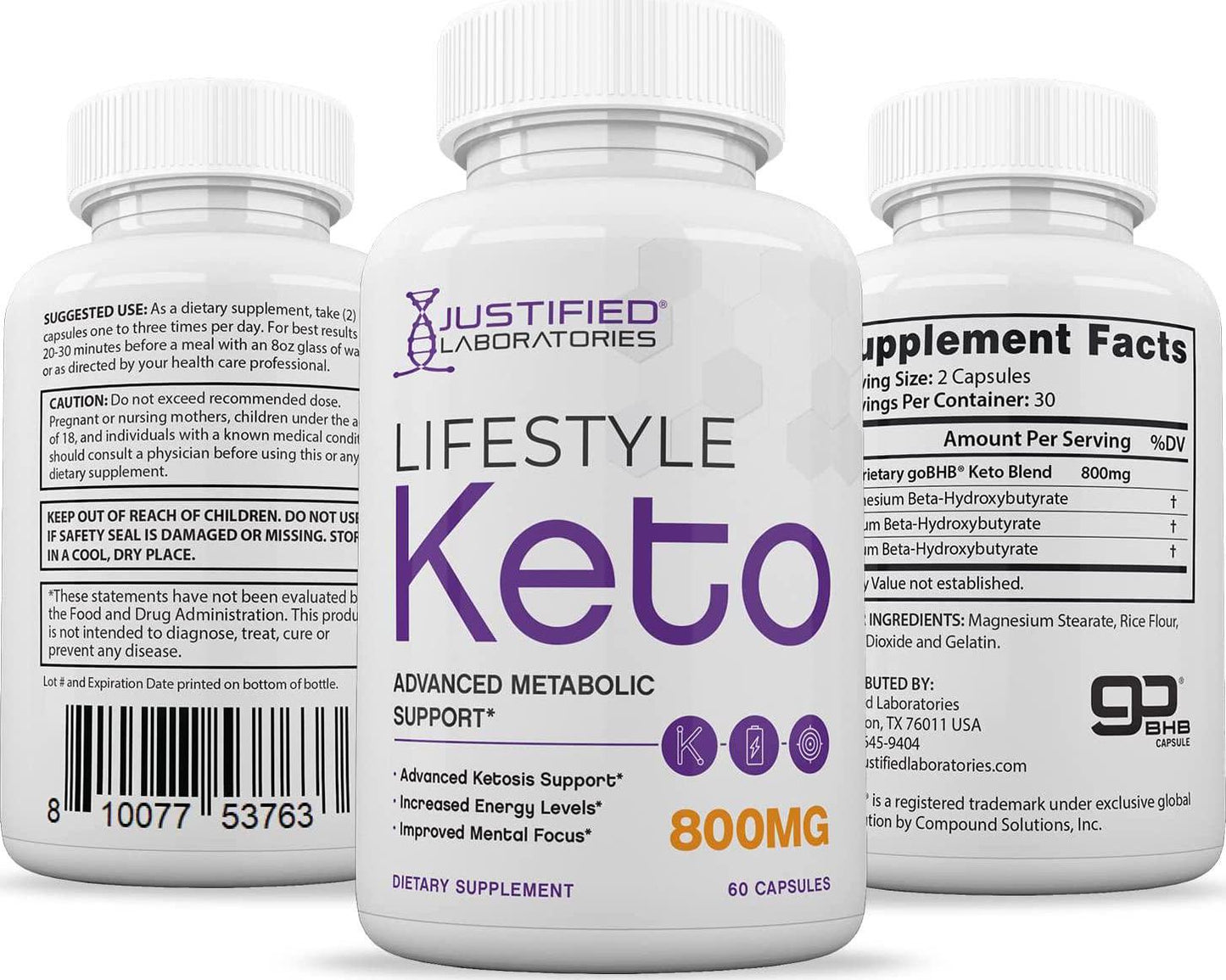 (3 Pack) Lifestyle Keto Pills 800MG Includes Patented goBHBÂ Exogenous Ketones Advanced Ketosis Support for Men Women 180 Capsules - Nutricity.com.au