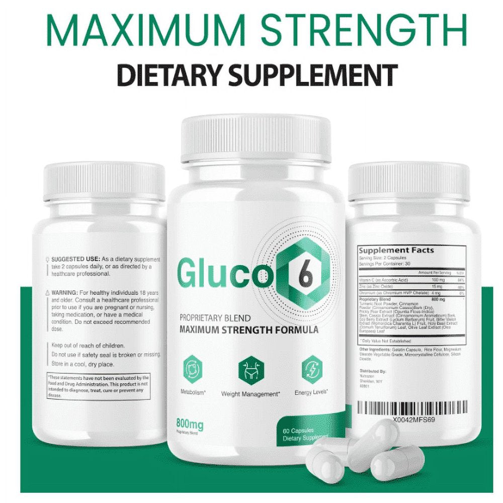 (2 Pack) Gluco6 Supplement Official Formula Gluco 6 Blood Healthy Levels (120 Capsules) - Nutricity.com.au