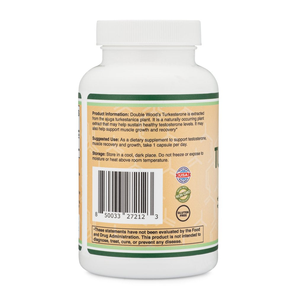 Turkesterone Supplement 500Mg, 120 Capsules (Ajuga Turkestanica Extract Std. to 10% Turkesterone) Similar to Ecdysterone for Testosterone Support by Double Wood Supplements
